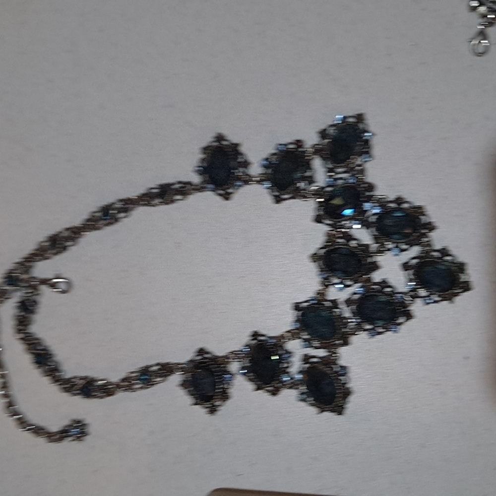 Blue Rhinestone Statement Necklace - image 3
